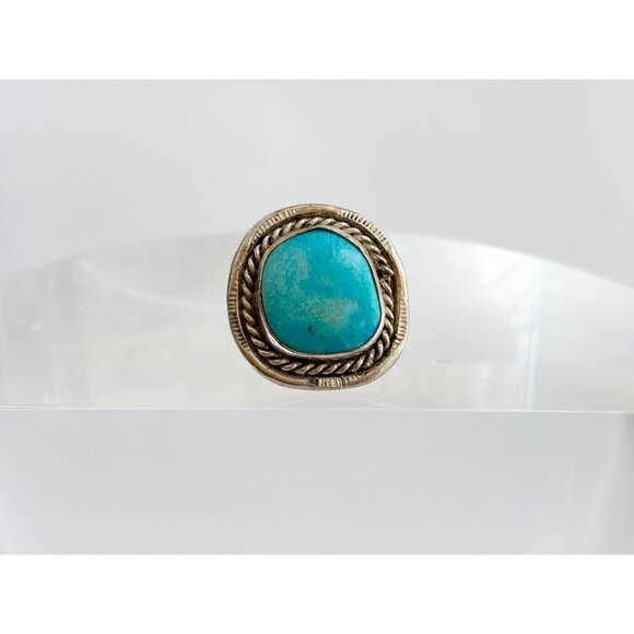 Turquoise Southwest Semi-Precious 925 Sterling Silver Vintage Ring - sz 7.5 - Picture 2 of 11